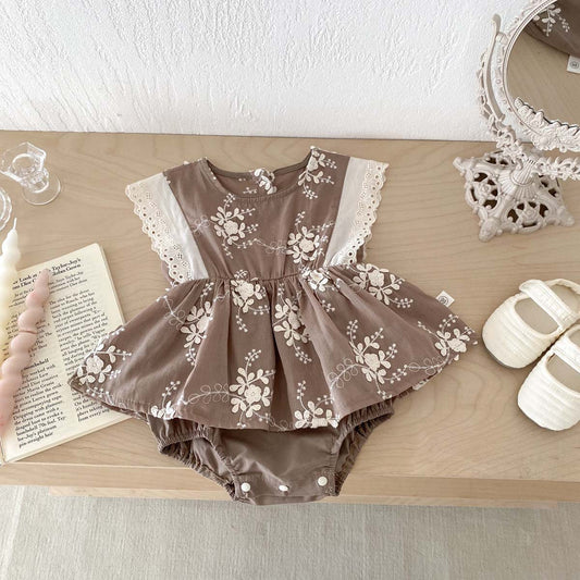 Body Floral Café con Encaje – Modelo Terra Lace