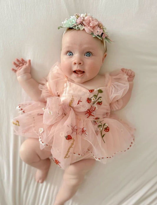 Vestido Jardín de Fresas Rosado