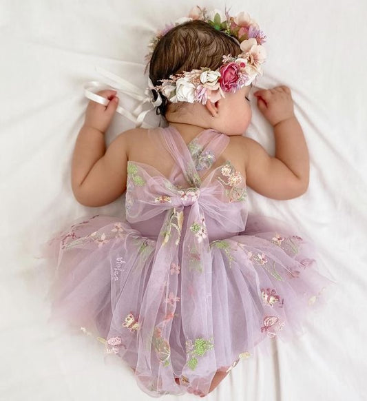 Vestido Lila con Tul Bordado – Modelo Lavender Bloom