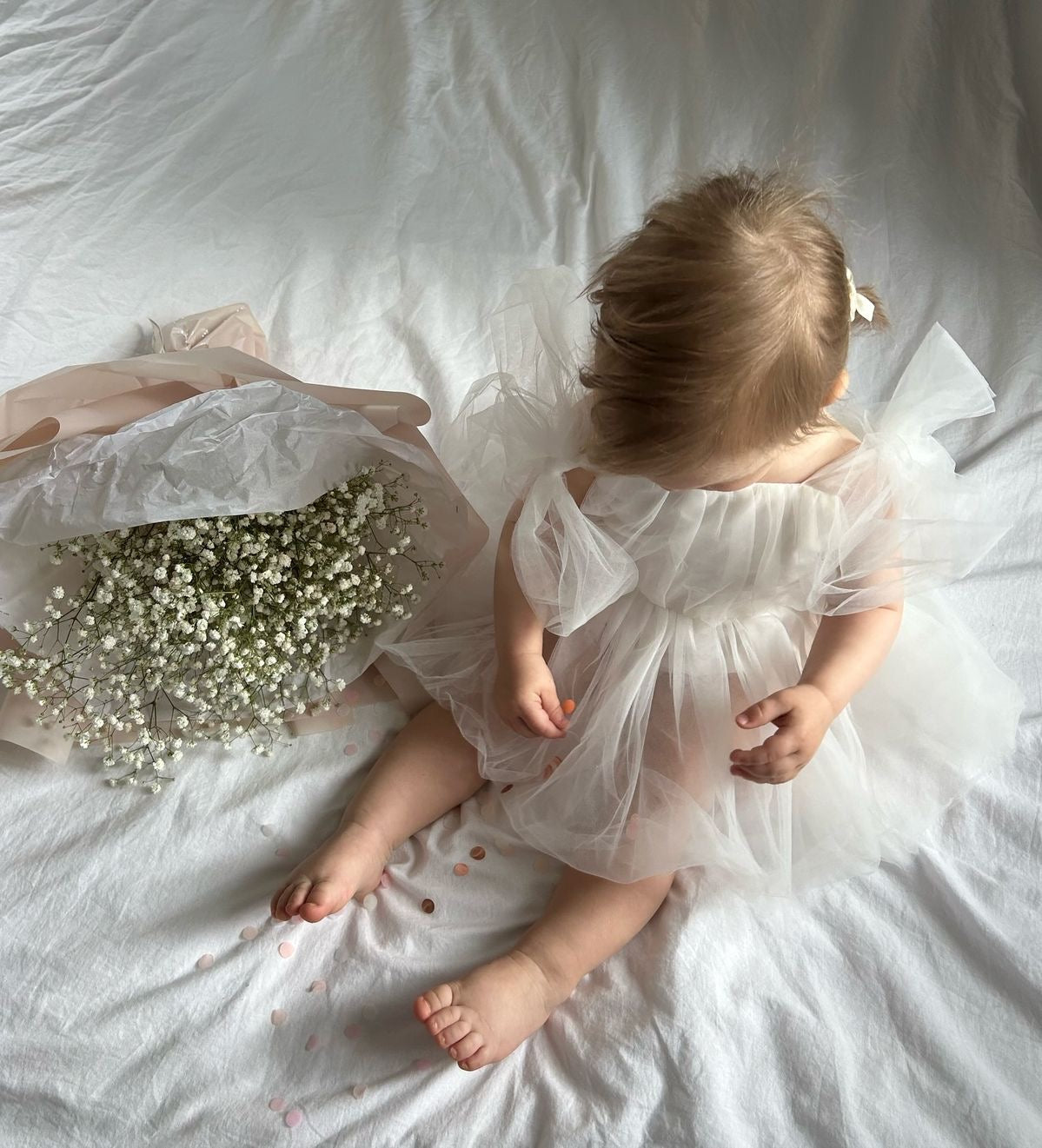 Vestido de Tul con Lazos en los Hombros