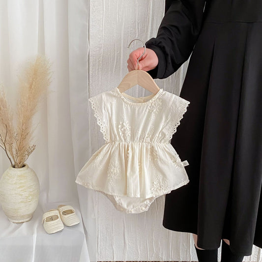 Body Vestido de Algodón Bordado Color Crema