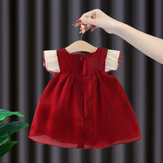 Vestido Rojo con Lazo Marfil – Colección Magia de Navidad 🎀🎄