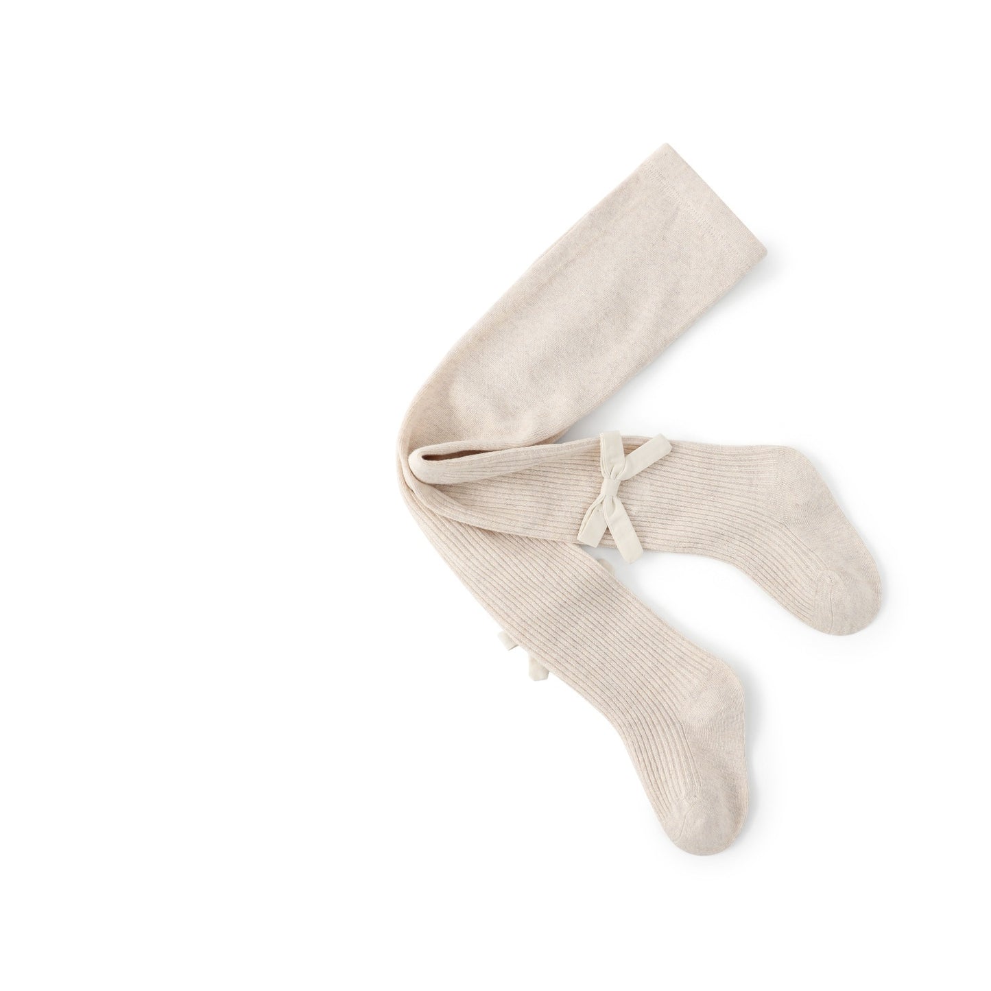 Pantymedia Beige con Lazo para Bebé Niña