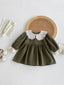 Vestido Verde Oliva con Cuello Bordado – Colección Encanto Natural 🌿 | Vestido | Ropa de bebé y niña | El Closet de Emma