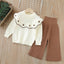 Conjunto Tejido Floral de 2 Piezas – Suéter + Pantalón