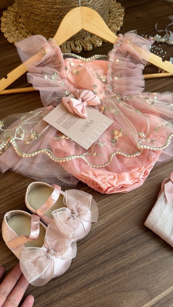 Outfit susurro de rosas | Vestido de Encaje | Ropa de bebé y niña | El Closet de Emma