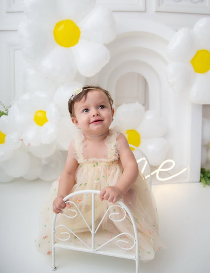 Vestido Tul con Margaritas Bordadas