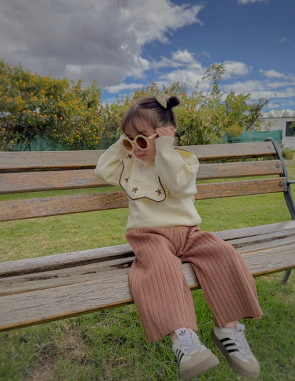 Conjunto Tejido Floral de 2 Piezas – Suéter + Pantalón