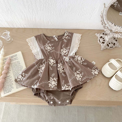 Body Floral Café con Encaje – Modelo Terra Lace