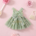 Vestido Floral Verde Salvia Tul Bordado – Edición Primavera