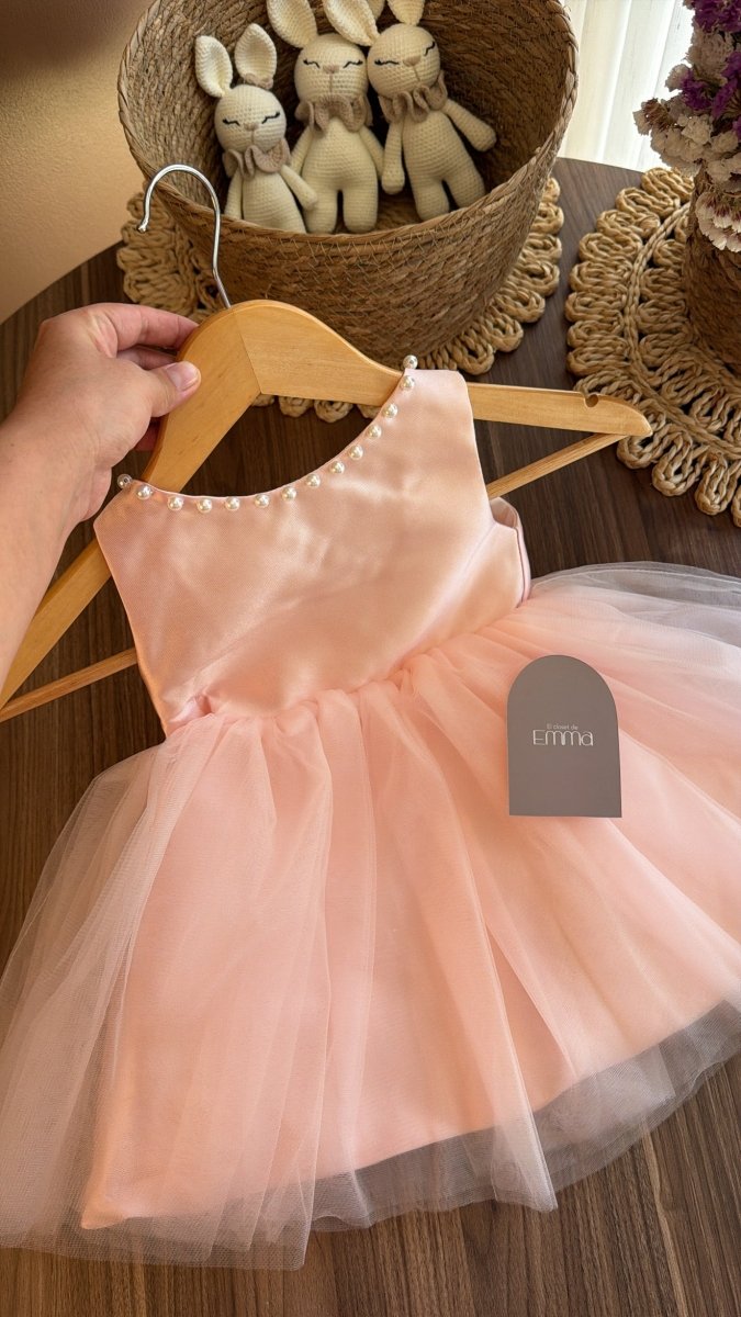 Outfit Elegante para Bebé Niña en Tono rosa con Vestido de Tul, Zapatos y Tiara | El Clóset de Emma | | Ropa de bebé y niña | El Closet de Emma