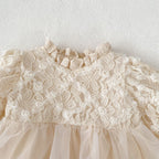 Vestido de Encaje con Flores 3D y Tul