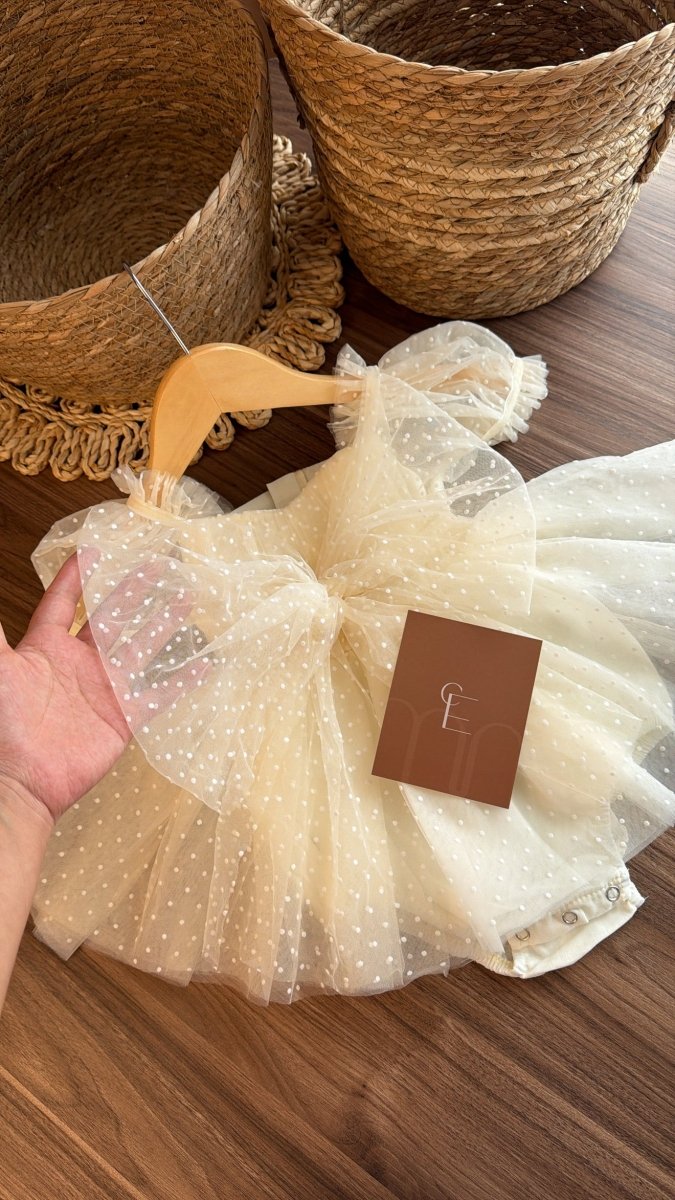Outfit vestido Dulce Encanto Marfil | | Ropa de bebé y niña | El Closet de Emma