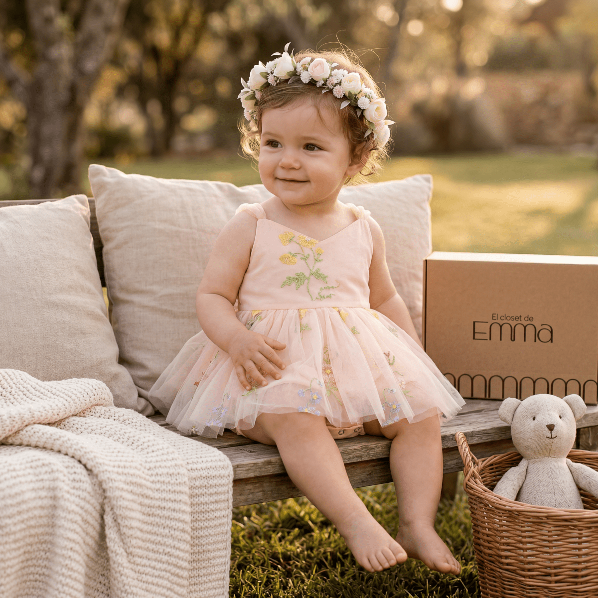 Vestido Floral Rosa Pastel Tul Bordado – Edición Primavera | Vestido de Encaje | Ropa de bebé y niña | El Closet de Emma Imagen principal del producto
