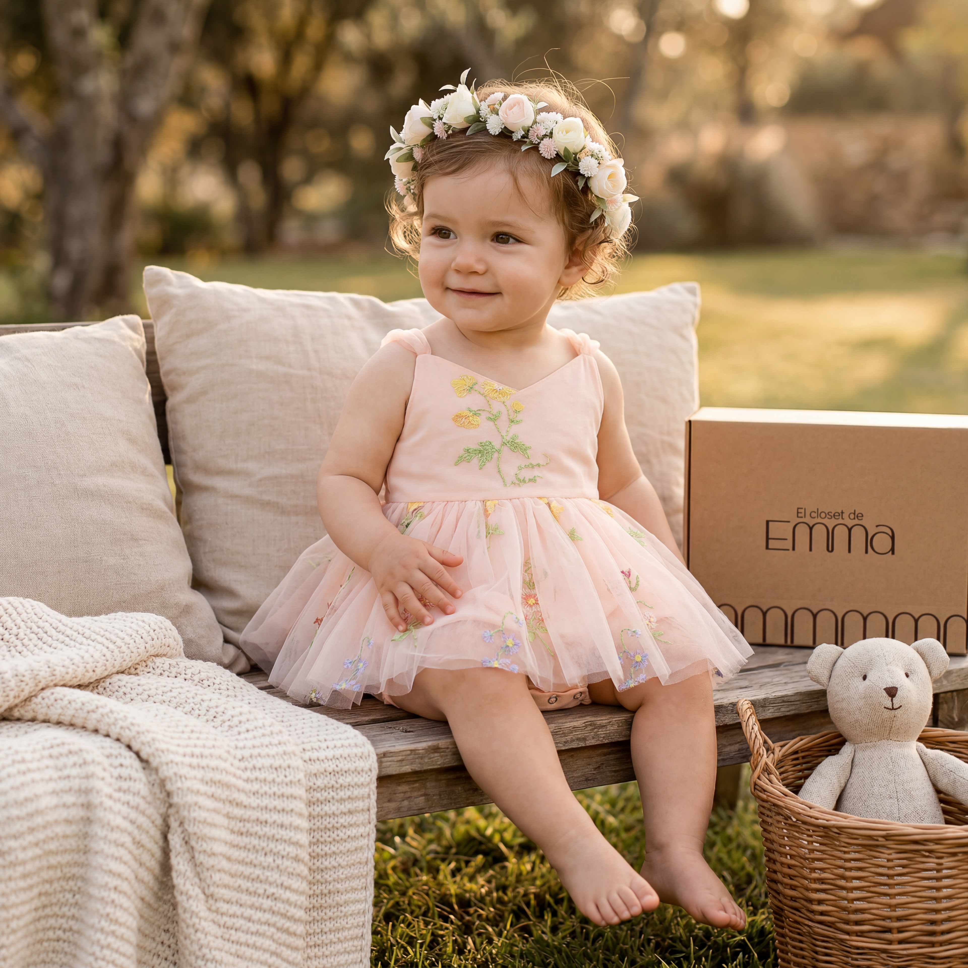Vestido Floral Rosa Pastel Tul Bordado – Edición Primavera