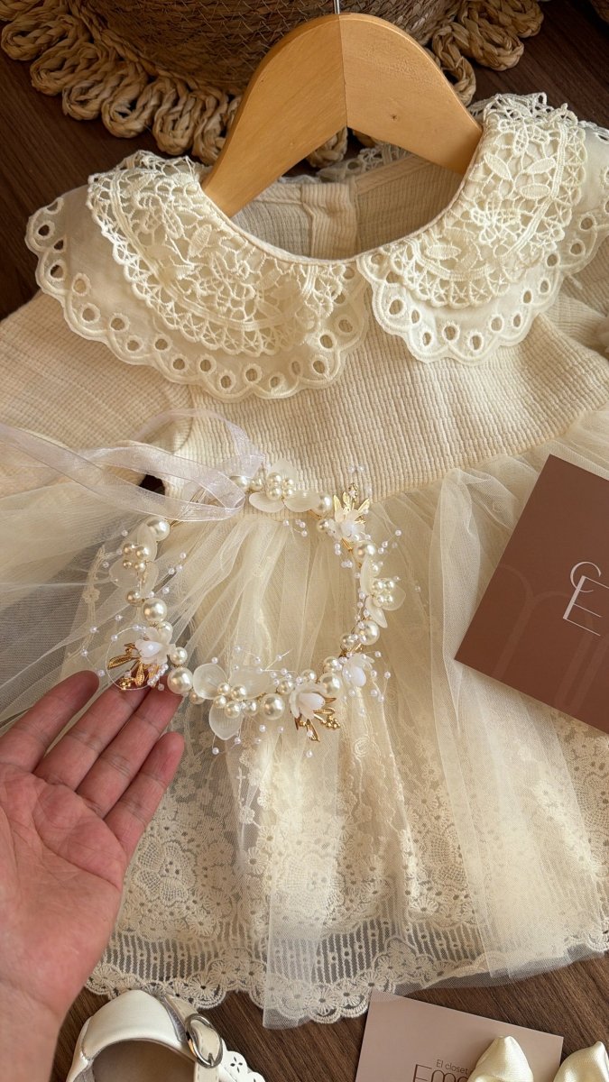 Outfit vestido de Princesa Marfil | | Ropa de bebé y niña | El Closet de Emma