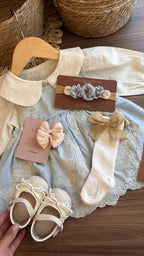 Vestido outfit Dulce Herencia Celeste | | Ropa de bebé y niña | El Closet de Emma