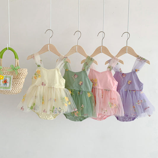 Vestido Rosa con Lazo y Tul Bordado