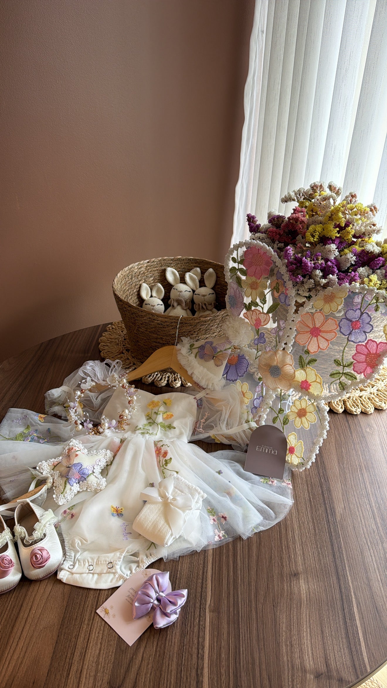 Outfit Hada del Bosque Encantado para Bebé Niña | Vestido Bordado con Kit de Alitas y Accesorios Completos