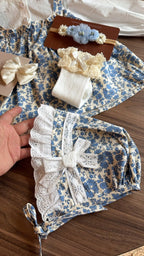 Vestido conjunto Aura de Flores | Vestido de Encaje | Ropa de bebé y niña | El Closet de Emma