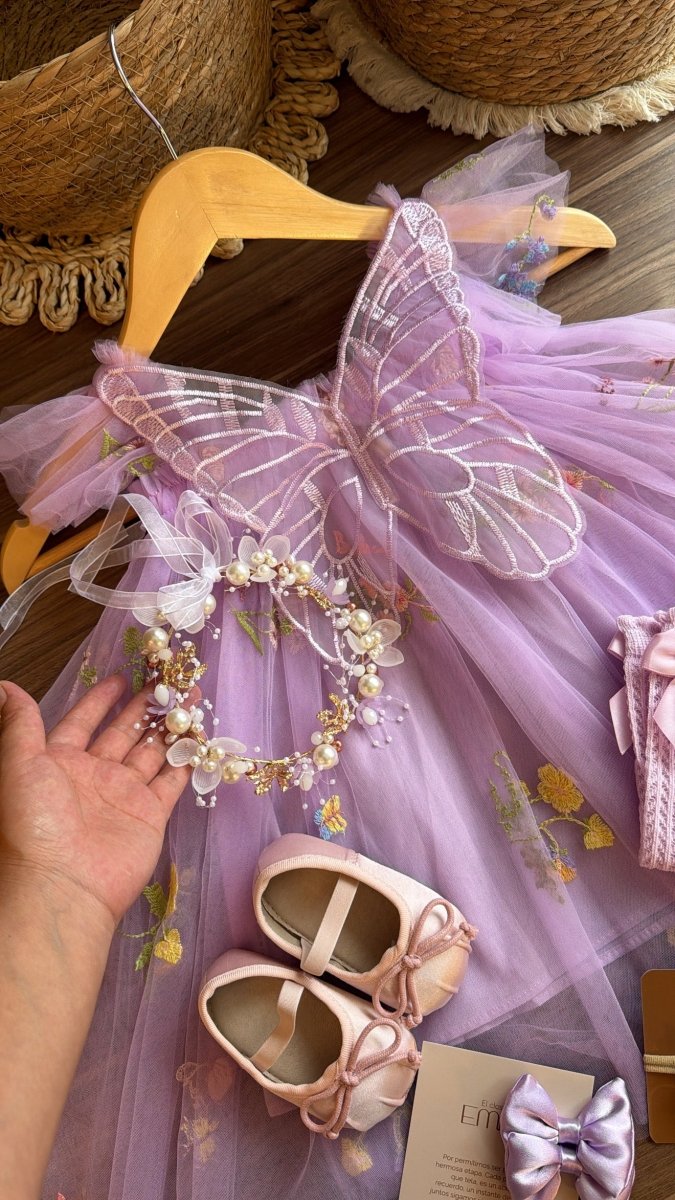 Vestido Ensemble Aurora Encantada en Violeta | | Ropa de bebé y niña | El Closet de Emma
