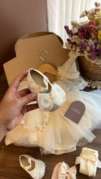 Outfit vestido Dulce Encanto Marfil | | Ropa de bebé y niña | El Closet de Emma