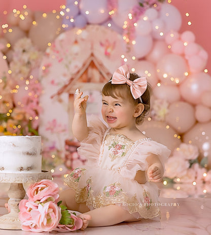 Enterizo de Tul Bordado con Volantes y Vincha – Modelo Royal Bloom