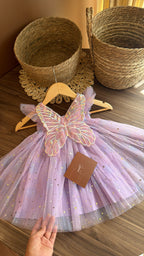 Vestido Lila con Alas de Mariposa para Bebé Niña