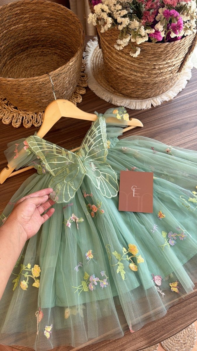 Vestido outfit verde encanto de hadas | | Ropa de bebé y niña | El Closet de Emma