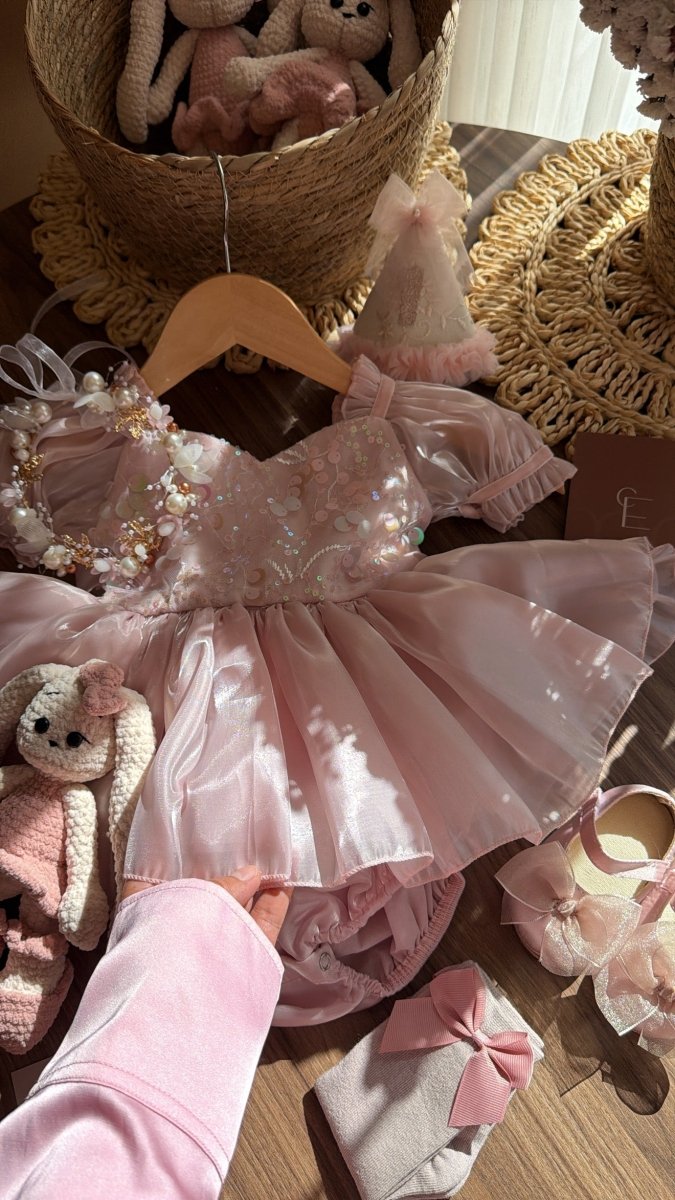 Vestido outfit Bella en Rosa | | Ropa de bebé y niña | El Closet de Emma