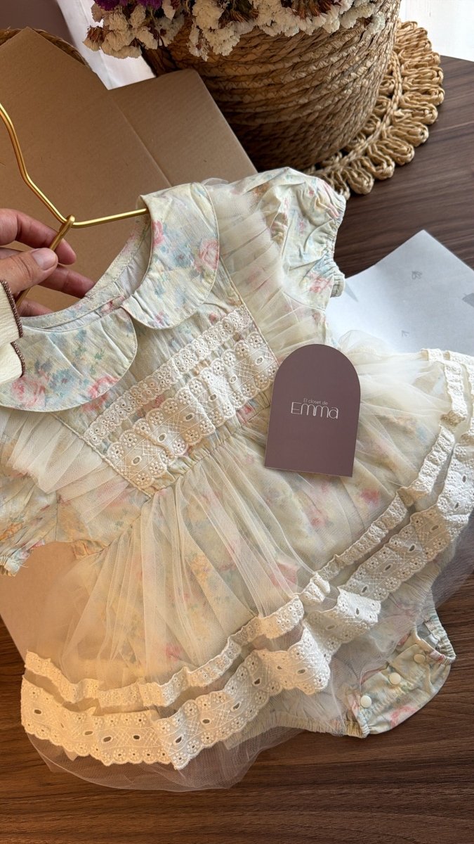 Conjunto Vestido Floral Vintage para Bebé Niña | | Ropa de bebé y niña | El Closet de Emma