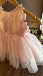 Vestido Tul Rosa para Bebé con Lazo Grande y Perlas | Cumpleaños y Fiesta | Vestido | Ropa de bebé y niña | El Closet de Emma