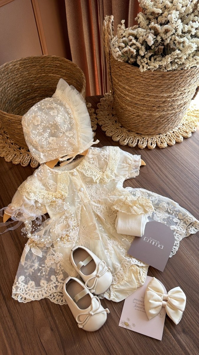 Vestido Outfit Élégance Marfil | | Ropa de bebé y niña | El Closet de Emma Imagen principal del producto