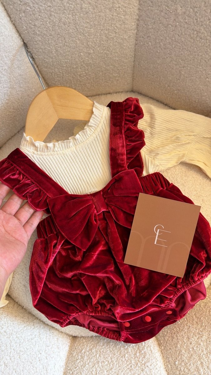Body outfit Emma Velvet Ruby | | Ropa de bebé y niña | El Closet de Emma