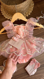 Outfit susurro de rosas | Vestido de Encaje | Ropa de bebé y niña | El Closet de Emma