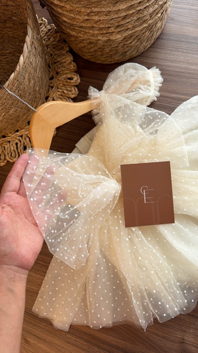 Outfit vestido Dulce Encanto Marfil | | Ropa de bebé y niña | El Closet de Emma
