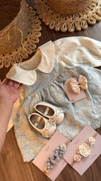 Vestido outfit Dulce Herencia Celeste | | Ropa de bebé y niña | El Closet de Emma