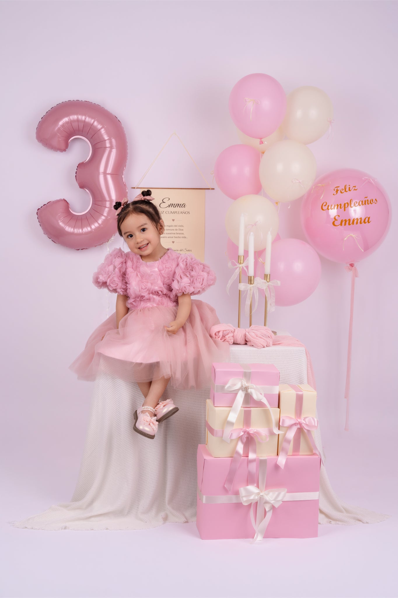 Vestido Rosa Princesa para Niña con Flores 3D y Tul | Fiesta, Cumpleaños y Sesión de Fotos