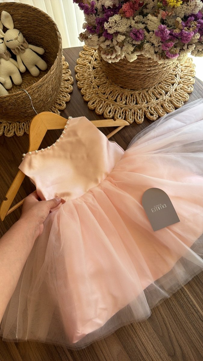Vestido Tul Rosa para Bebé con Lazo Grande y Perlas | Cumpleaños y Fiesta | Vestido | Ropa de bebé y niña | El Closet de Emma