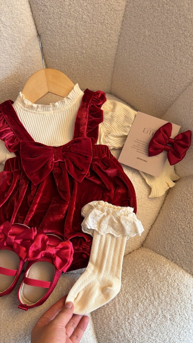 Body outfit Emma Velvet Ruby | | Ropa de bebé y niña | El Closet de Emma