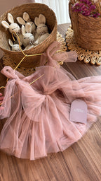 Outfit Vintage Rosa Empolvado para Bebé Niña | Vestido de Tul Elegante con Accesorios | El Clóset de Emma