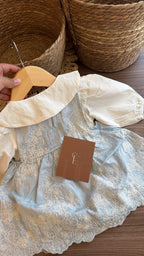 Vestido outfit Dulce Herencia Celeste | | Ropa de bebé y niña | El Closet de Emma