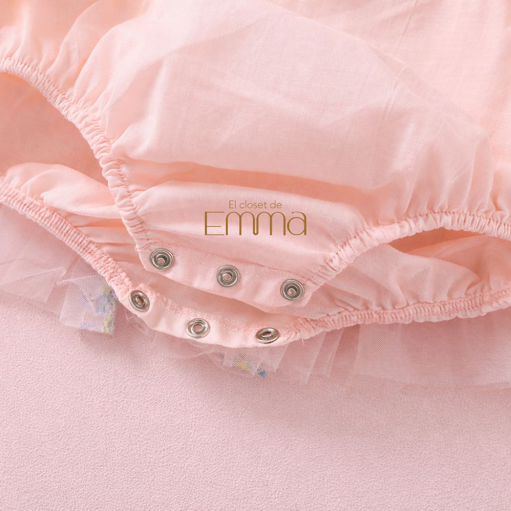 Vestido Floral Rosa Pastel Tul Bordado – Edición Primavera