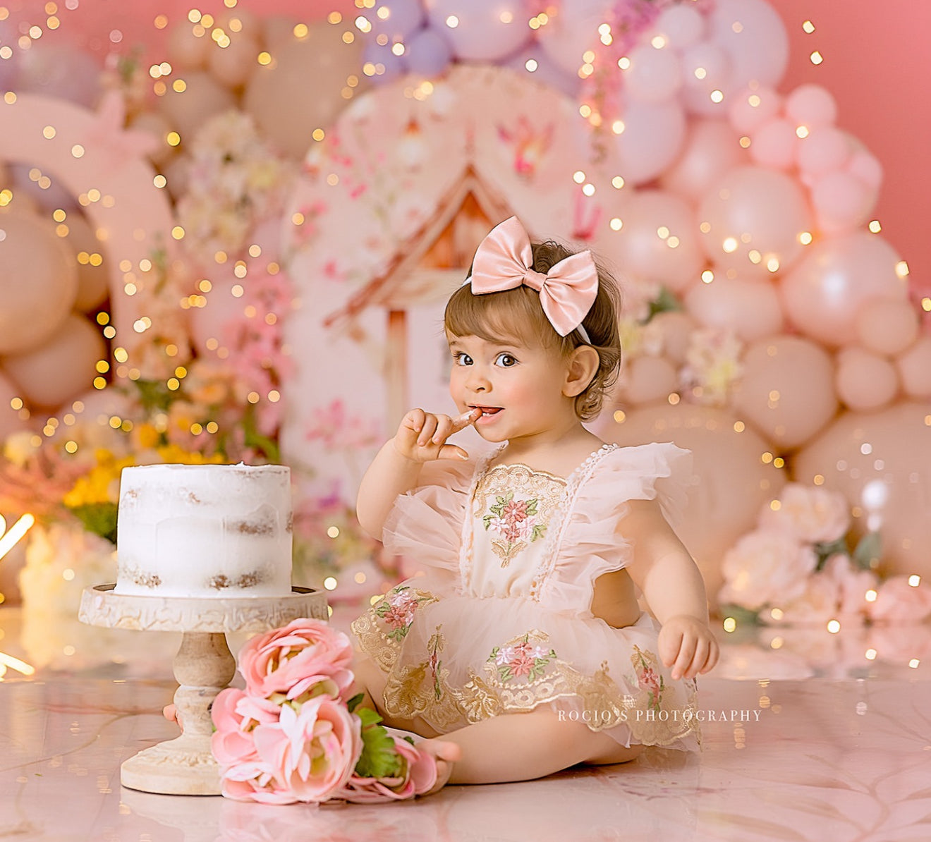 Enterizo de Tul Bordado con Volantes y Vincha – Modelo Royal Bloom