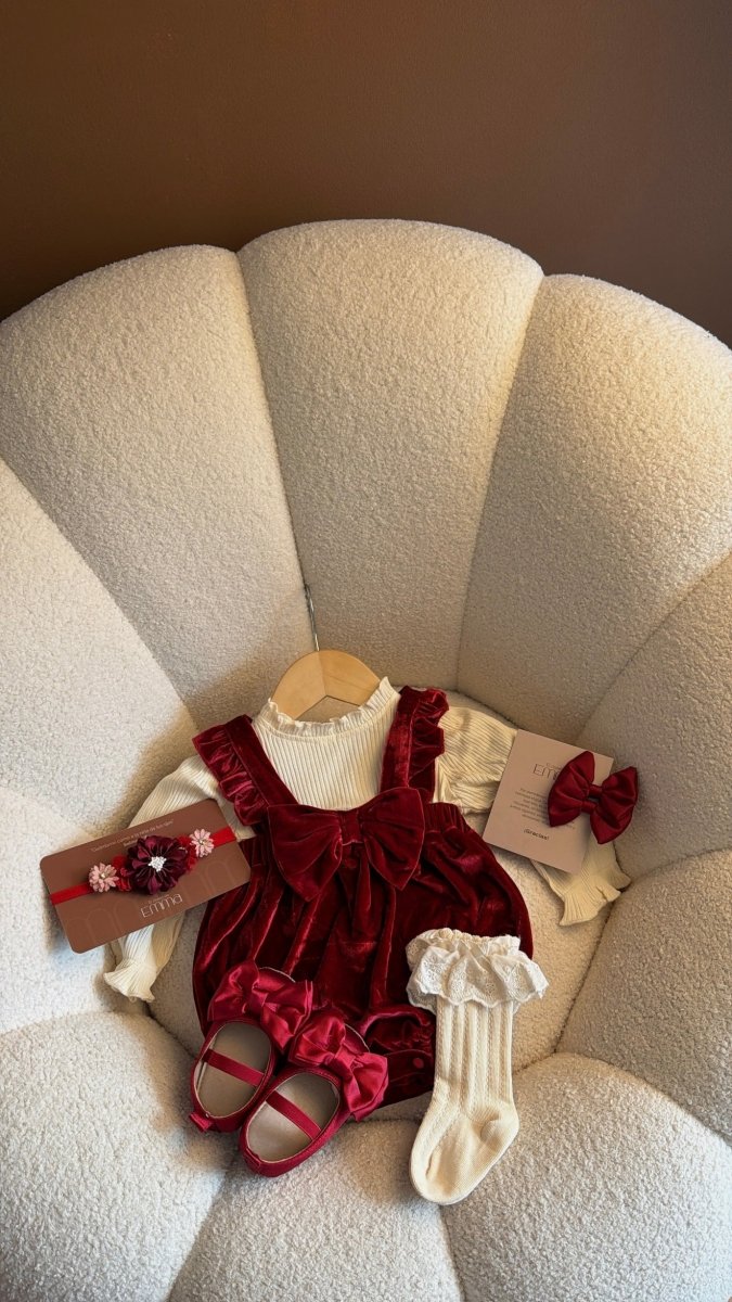 Body outfit Emma Velvet Ruby | | Ropa de bebé y niña | El Closet de Emma