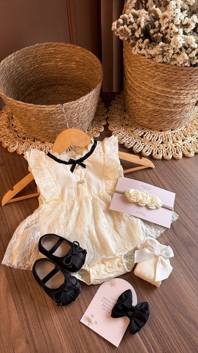 Outfit Elegancia Clásica Perla & Negro | | Ropa de bebé y niña | El Closet de Emma