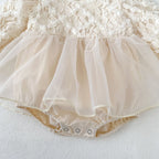 Vestido de Encaje con Flores 3D y Tul