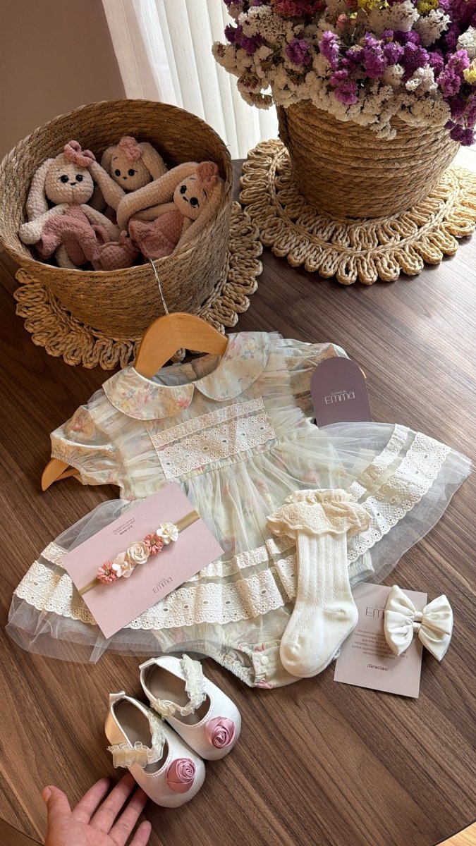 Vestido Outfit Jardín de Rosas | | Ropa de bebé y niña | El Closet de Emma