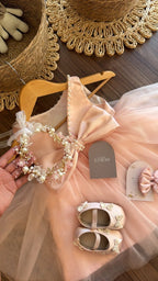 Outfit Elegante para Bebé Niña en Tono rosa con Vestido de Tul, Zapatos y Tiara | El Clóset de Emma | | Ropa de bebé y niña | El Closet de Emma