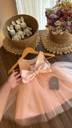 Vestido Tul Rosa para Bebé con Lazo Grande y Perlas | Cumpleaños y Fiesta | Vestido | Ropa de bebé y niña | El Closet de Emma